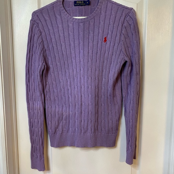 Polo Ralph Lauren lilac cable knit sweater size M, preloved excellent condition - Picture 2 of 6